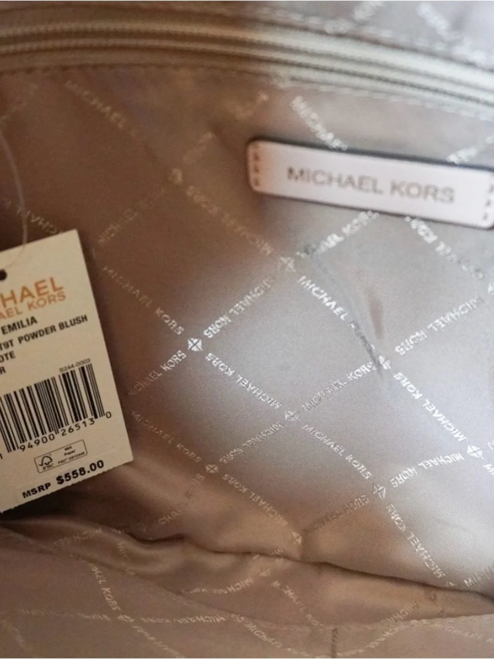 Michael Kors Emilia Large Pebbled Leather Tote in Power Blush.